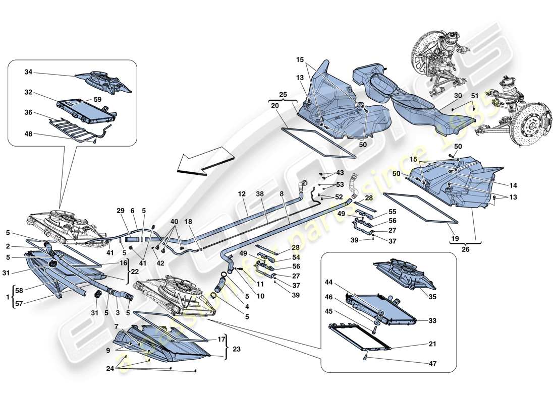 ferrari 458 speciale aperta (europe) cooling - radiators and air ducts parts diagram