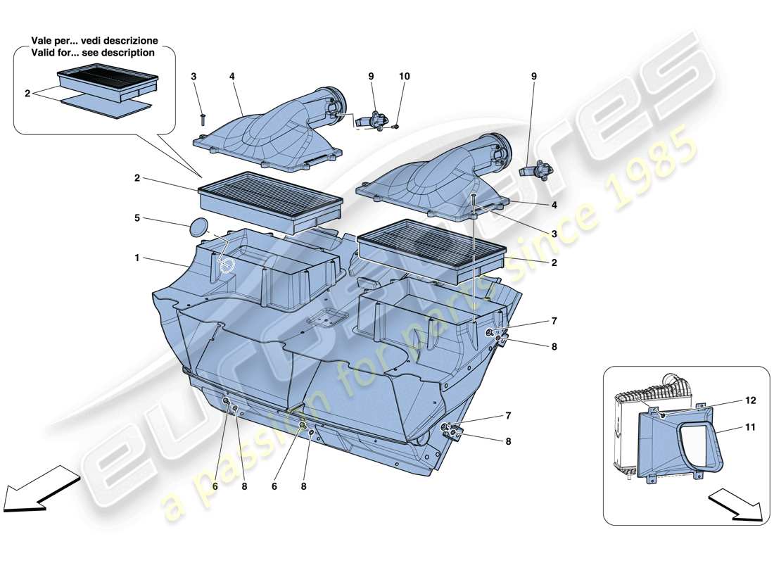 ferrari gtc4 lusso t (europe) air filter, air intake and ducts parts diagram