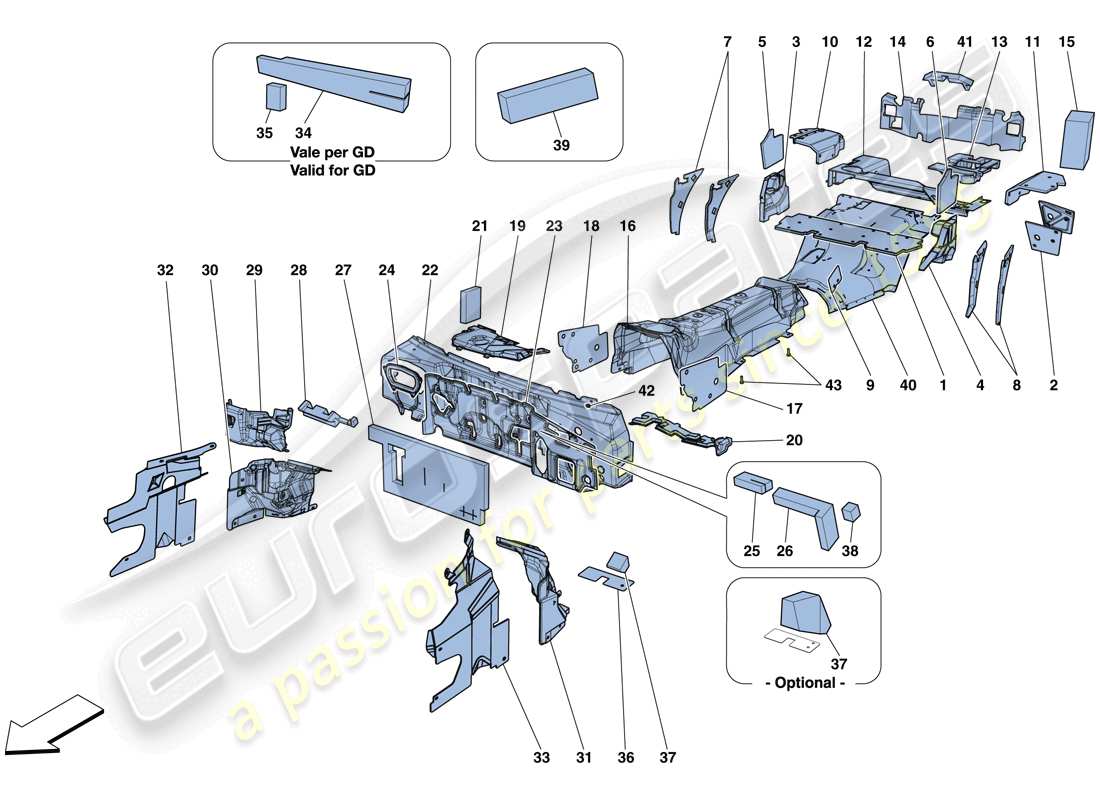 ferrari gtc4 lusso t (europe) insulation parts diagram