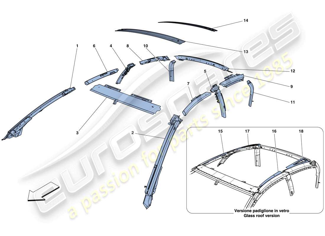 ferrari gtc4 lusso t (rhd) greenhouse parts diagram