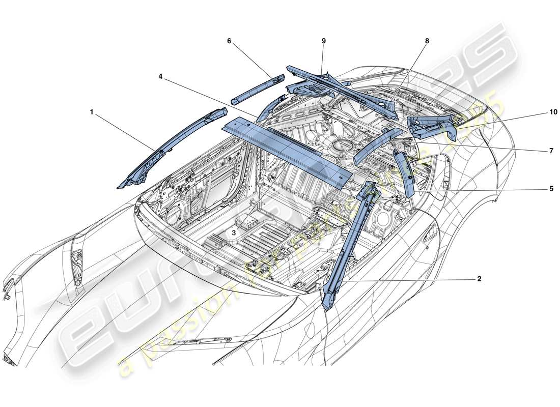 ferrari 812 superfast (usa) greenhouse parts diagram