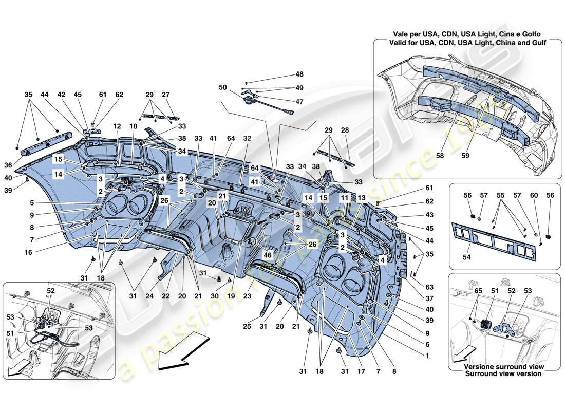 ferrari gtc4 lusso (rhd) rear bumper parts diagram