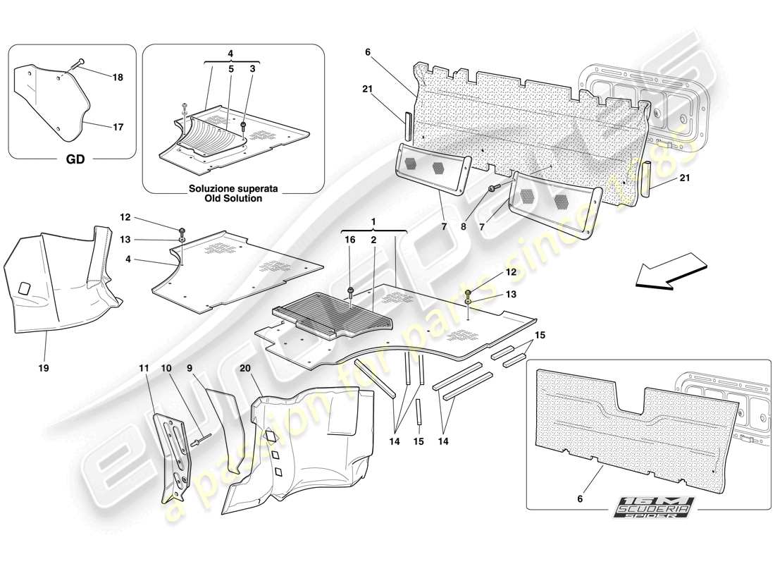 ferrari f430 scuderia (rhd) passenger compartment mats parts diagram