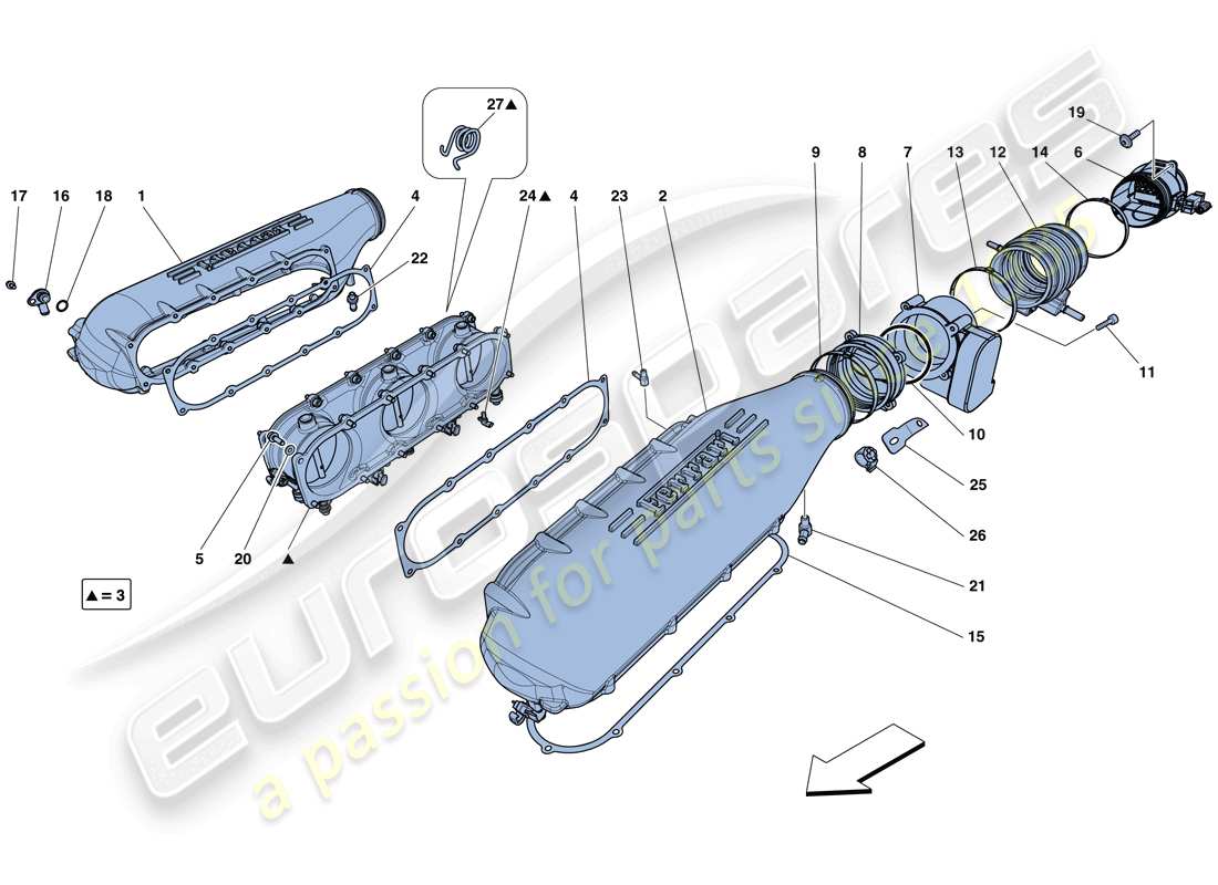 ferrari 458 italia (usa) intake manifold cover part diagram