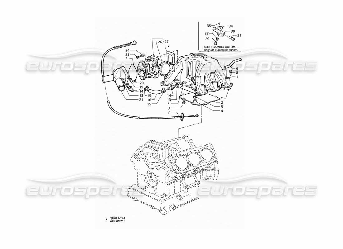 maserati qtp v6 (1996) intake manifold throttle valve body (lhd) part diagram