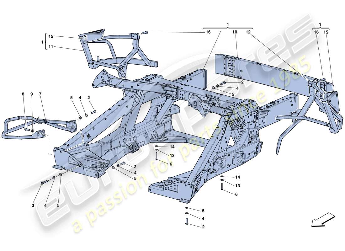 ferrari laferrari aperta (usa) rear subchassis parts diagram