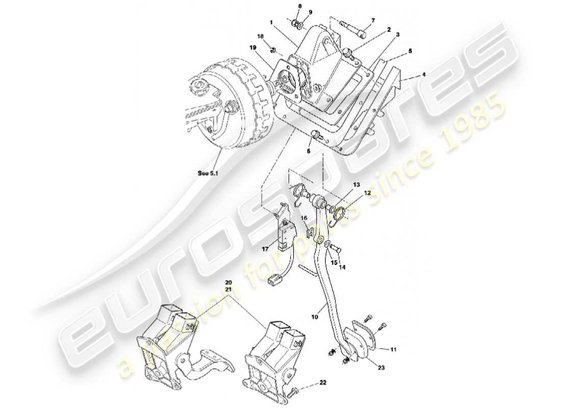 aston martin vanquish (2001) pedal gear part diagram