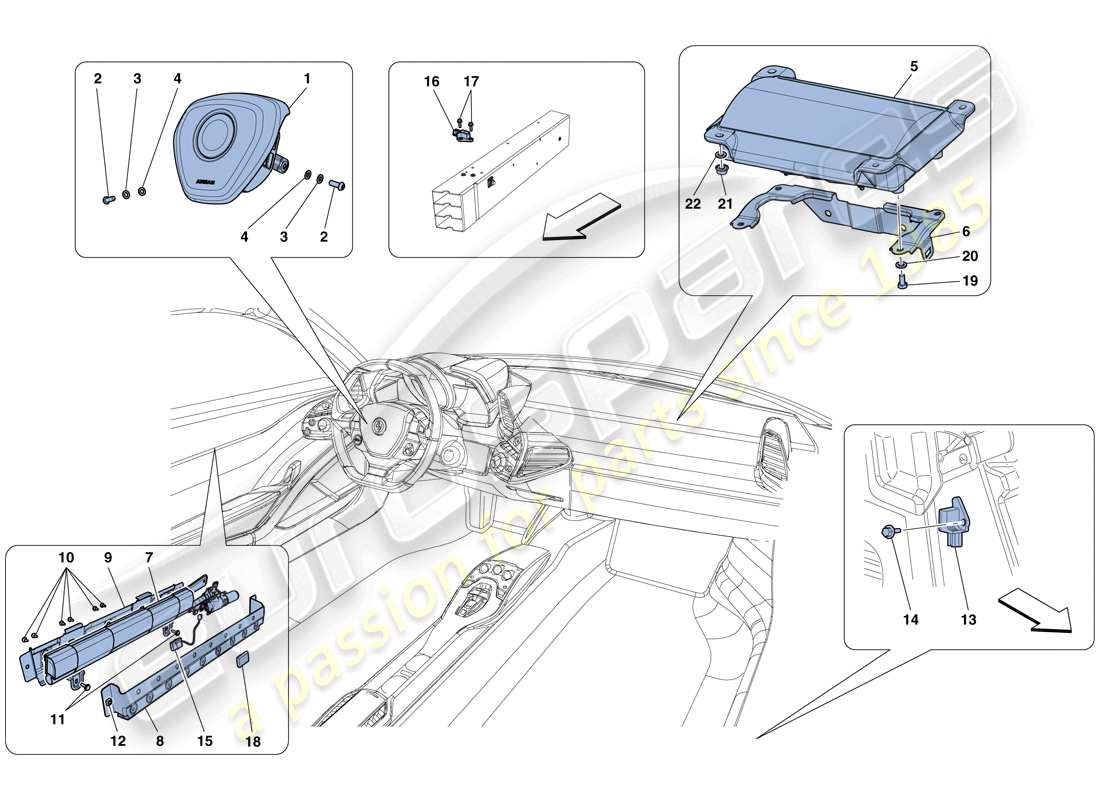 ferrari 458 italia (usa) airbags part diagram