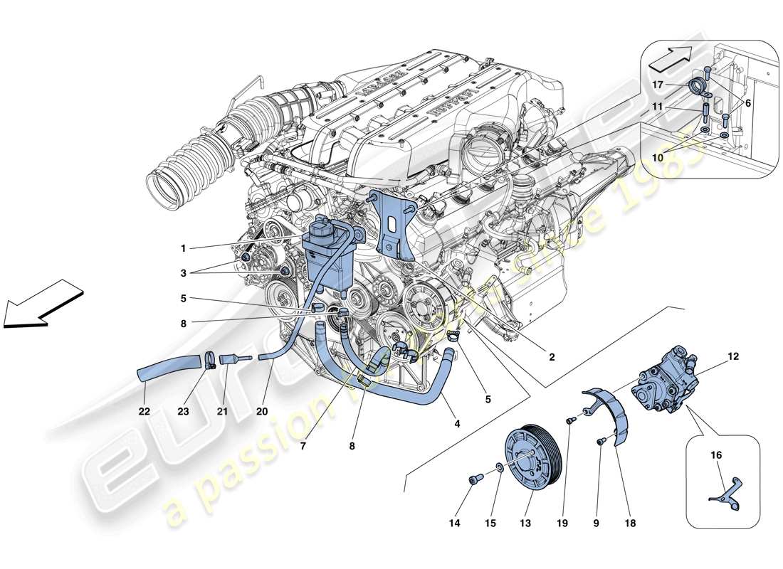 ferrari gtc4 lusso (usa) power steering pump and reservoir part diagram