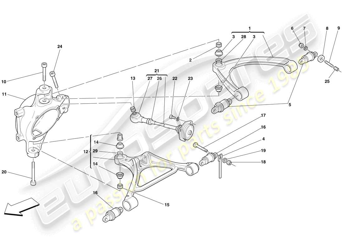 ferrari f430 spider (usa) rear suspension - arms parts diagram