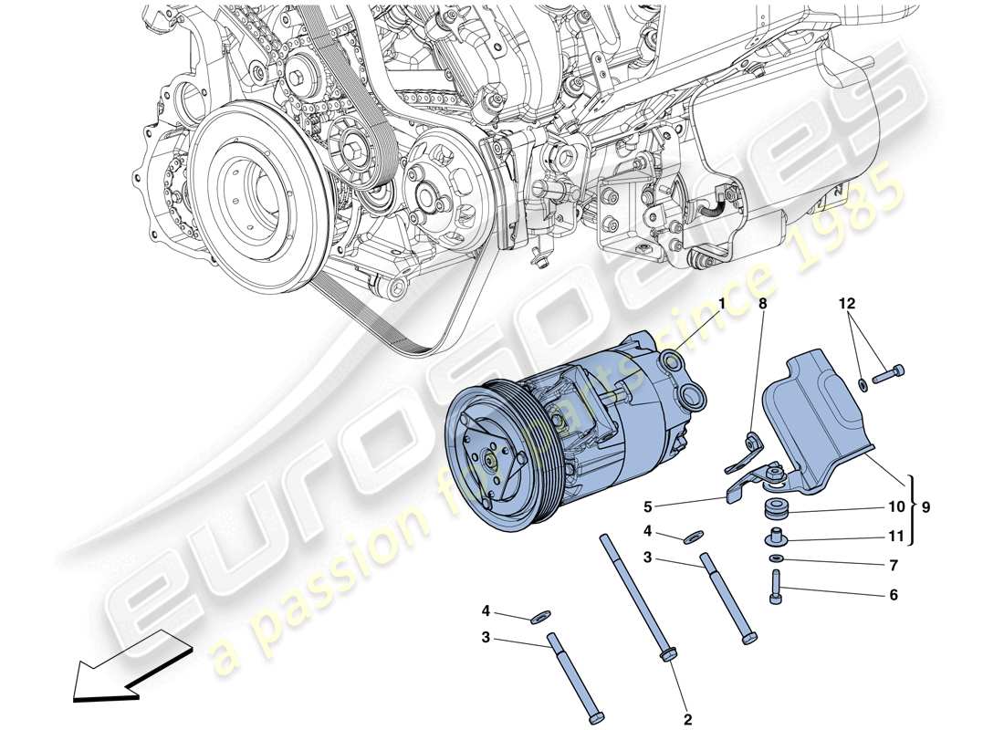 ferrari 458 italia (rhd) ac system compressor parts diagram