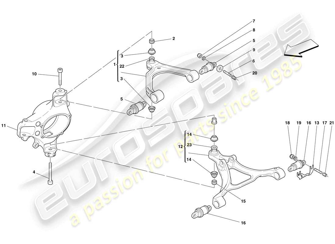 ferrari f430 spider (usa) front suspension - arms parts diagram