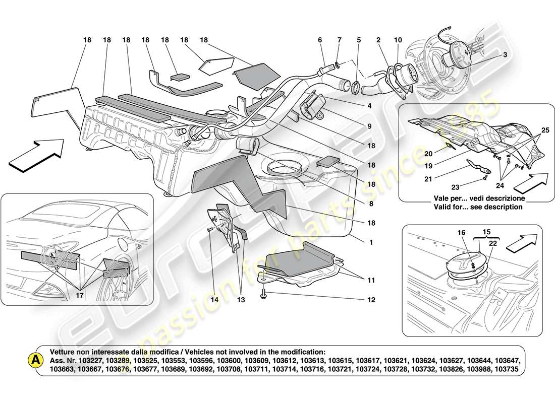 ferrari california (rhd) fuel tank part diagram