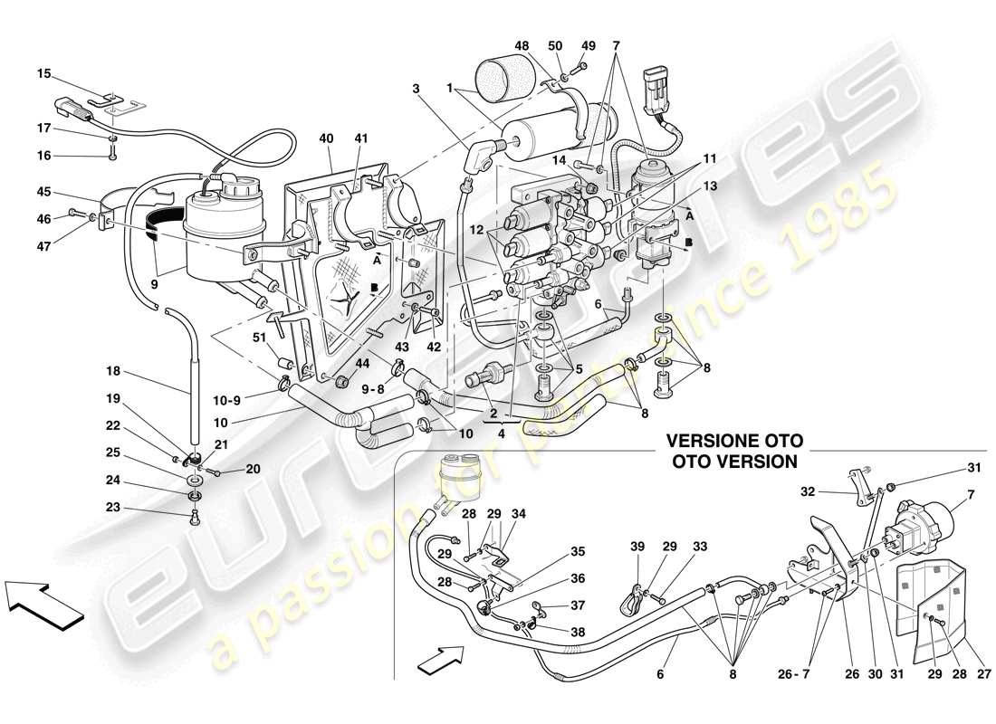 ferrari 612 sessanta (europe) power unit and tank parts diagram