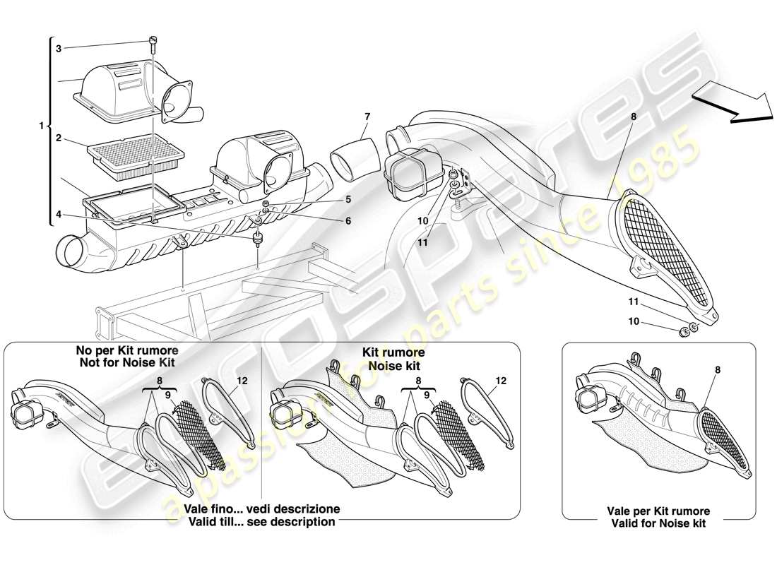 ferrari f430 spider (usa) air intake parts diagram