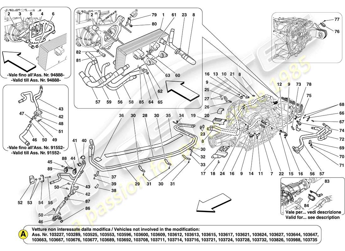 ferrari california (rhd) gearbox lubrication and cooling circuit part diagram