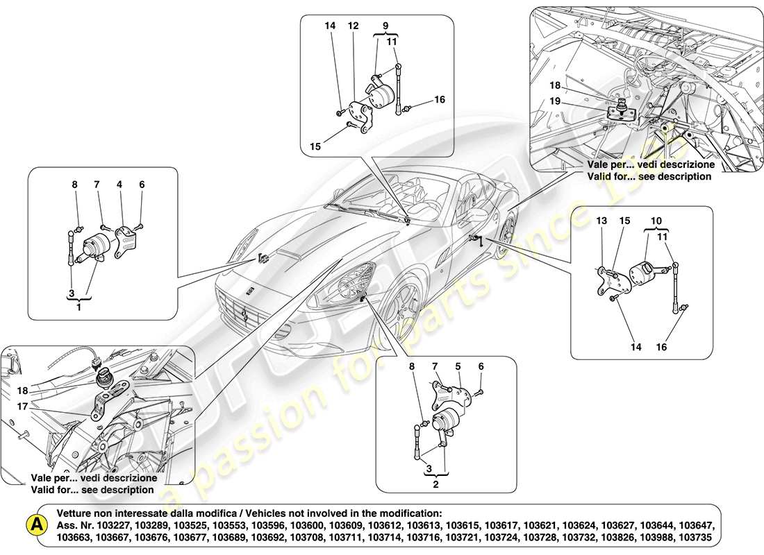 ferrari california (europe) electronic management (suspension) parts diagram