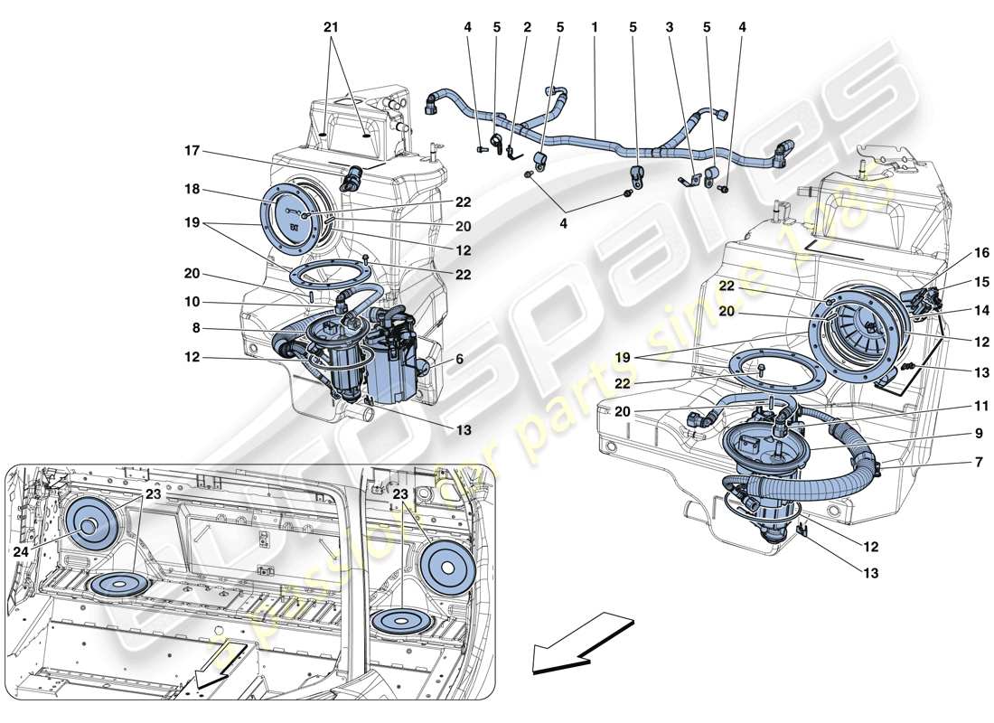 ferrari 488 spider (rhd) fuel system pumps and pipes parts diagram