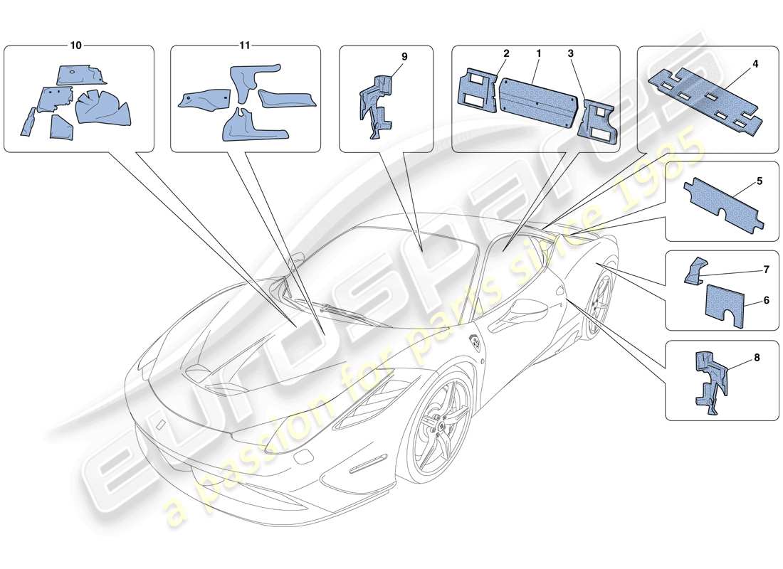 ferrari 458 speciale (usa) insulation part diagram