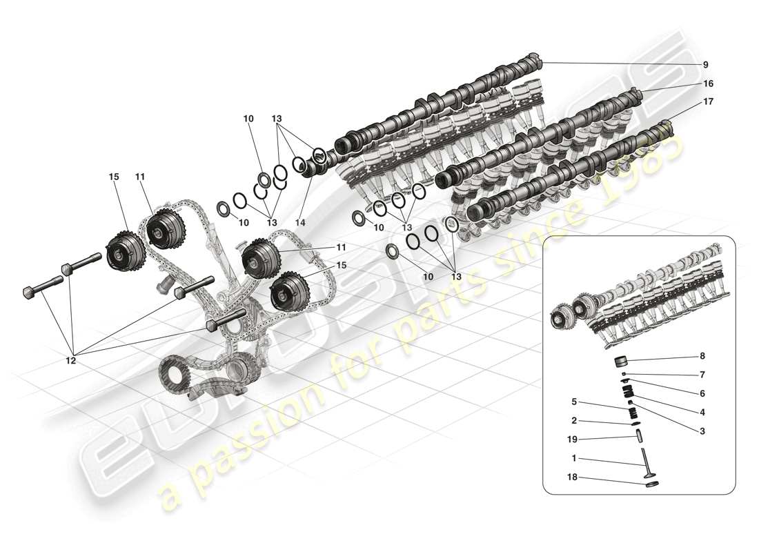 ferrari laferrari (europe) timing system - tappets and shafts parts diagram