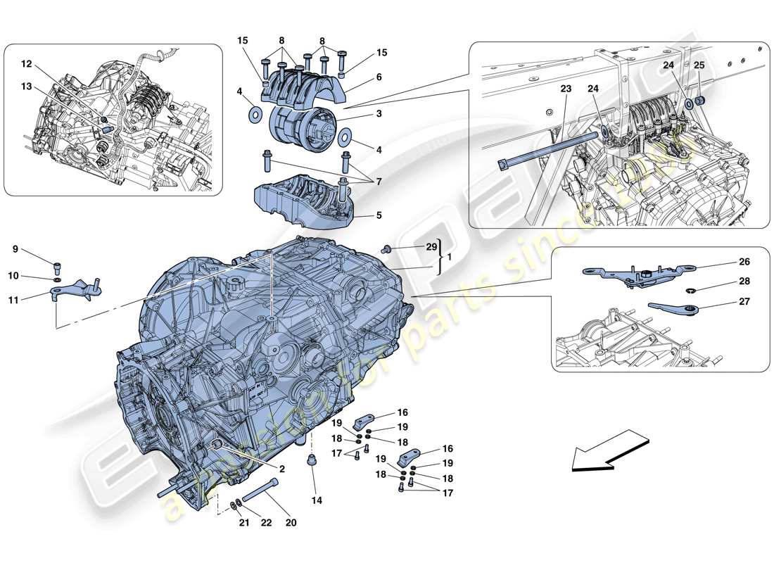 ferrari 458 speciale (usa) gearbox housing part diagram