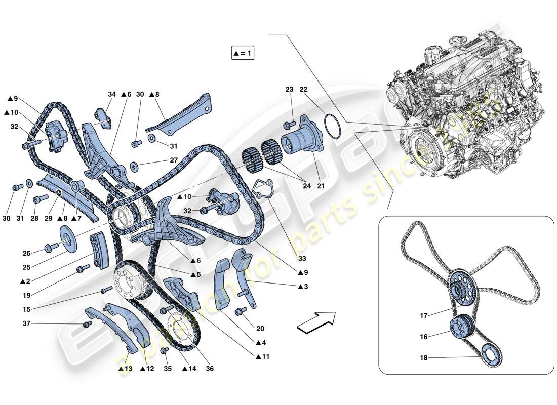 ferrari gtc4 lusso t (rhd) timing system - drive parts diagram