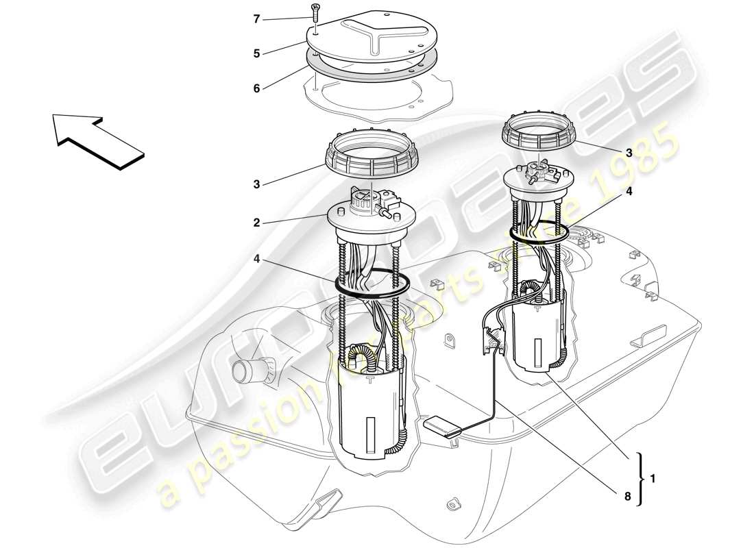 ferrari 599 gtb fiorano (rhd) fuel pump parts diagram