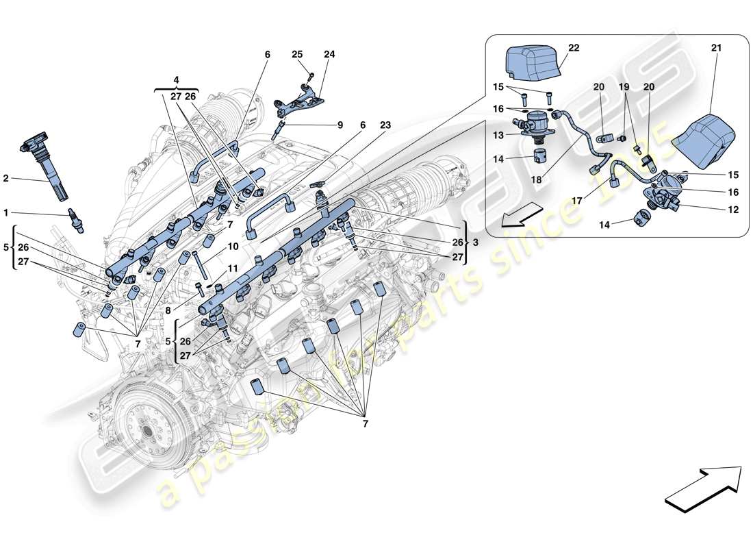 ferrari 812 superfast (europe) injection - ignition system parts diagram