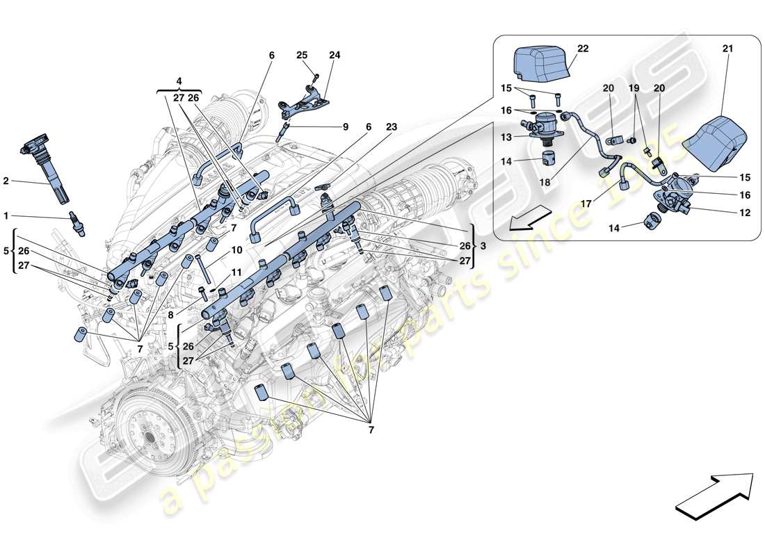 ferrari 812 superfast (usa) injection - ignition system parts diagram