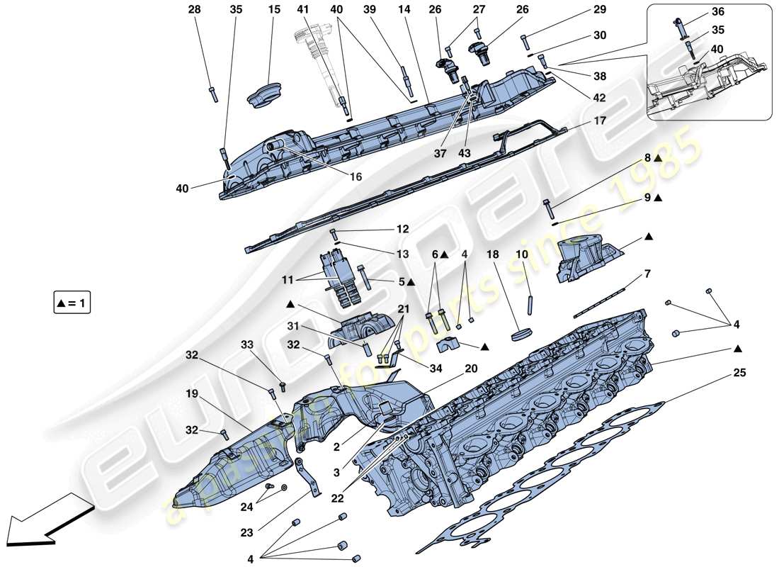 ferrari 812 superfast (usa) right hand cylinder head part diagram