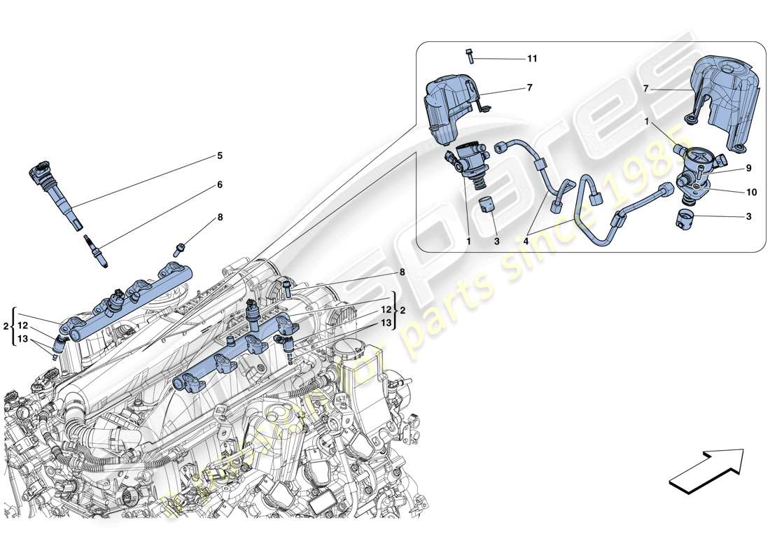 ferrari gtc4 lusso t (usa) injection - ignition system parts diagram