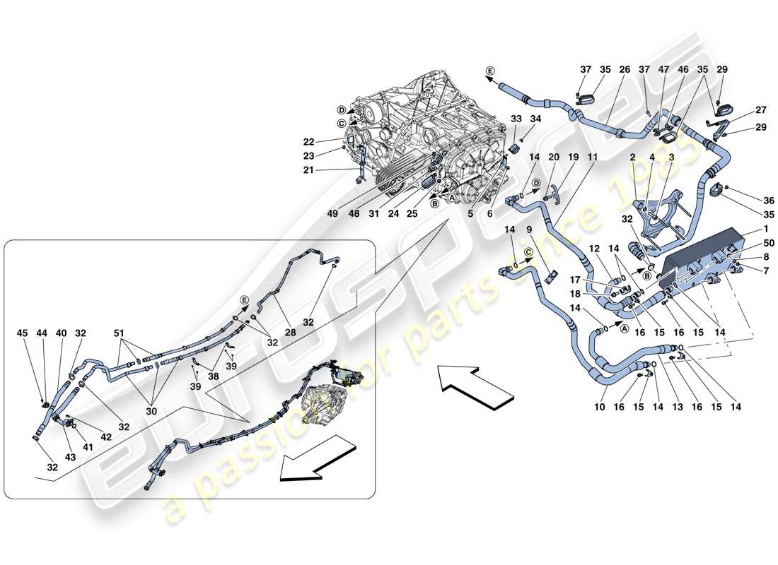 ferrari gtc4 lusso (rhd) gearbox oil lubrication and cooling system parts diagram