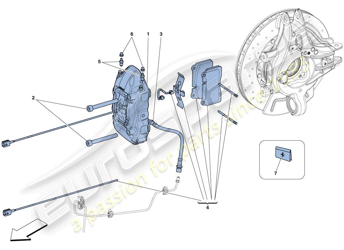 ferrari 458 spider (rhd) rear brake callipers part diagram