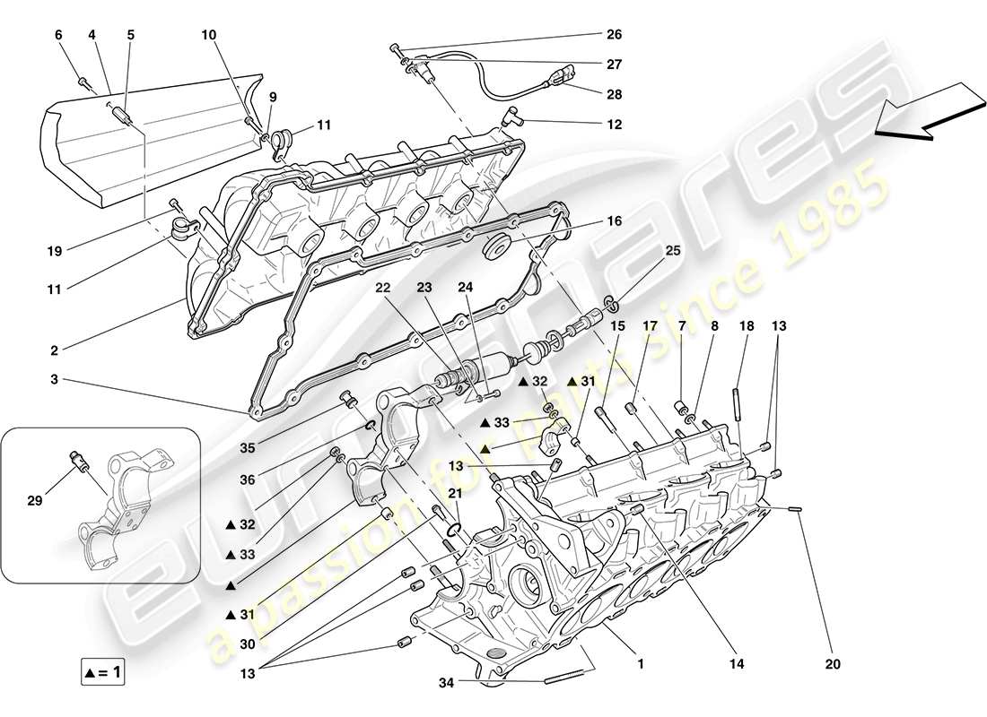 ferrari f430 coupe (europe) right hand cylinder head part diagram