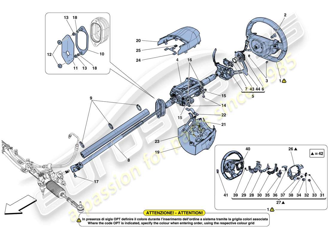 ferrari gtc4 lusso (rhd) steering control parts diagram
