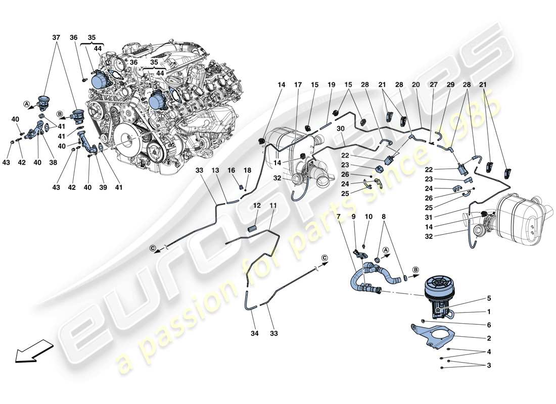 ferrari gtc4 lusso t (rhd) secondary air system parts diagram