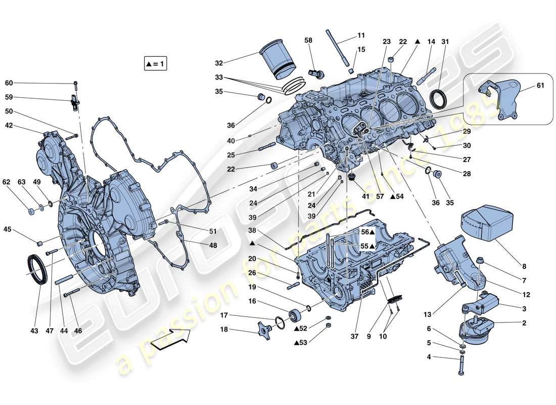 ferrari gtc4 lusso t (rhd) crankcase parts diagram