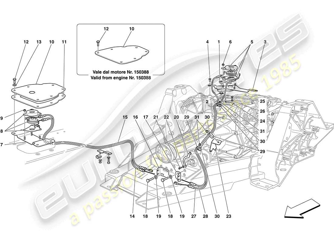 ferrari california (europe) manual dct gearbox lock release control parts diagram