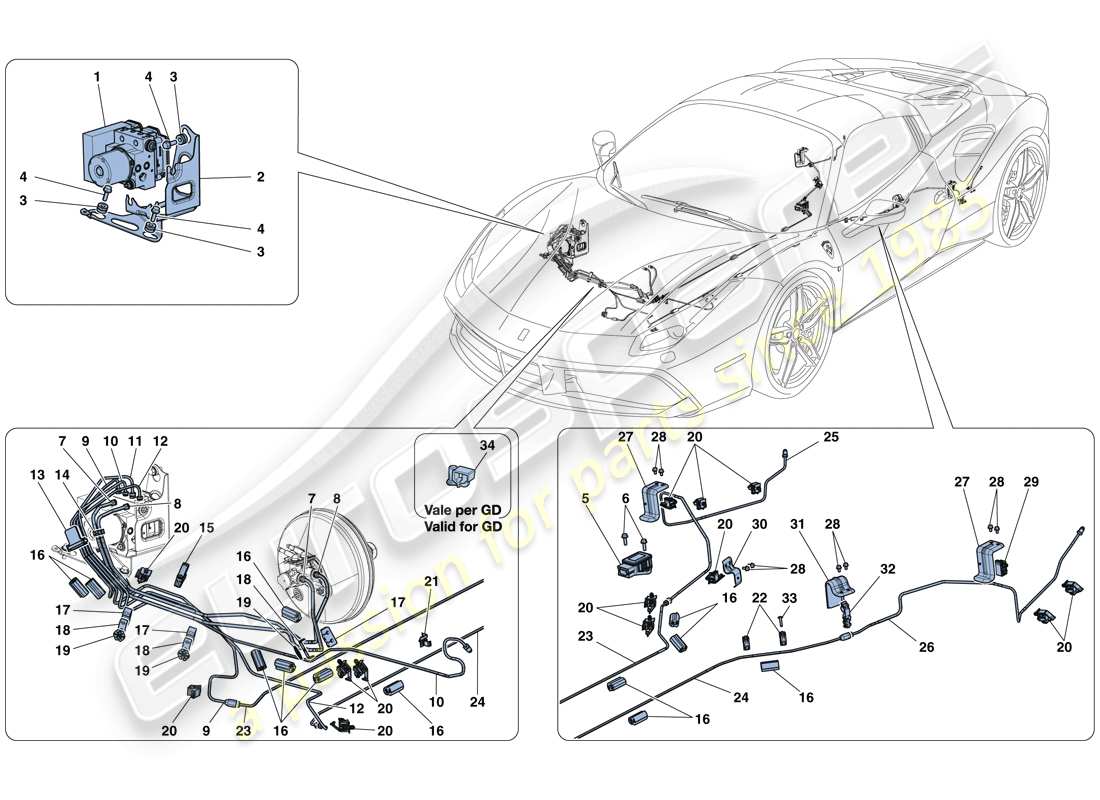 ferrari 488 spider (usa) brake system parts diagram