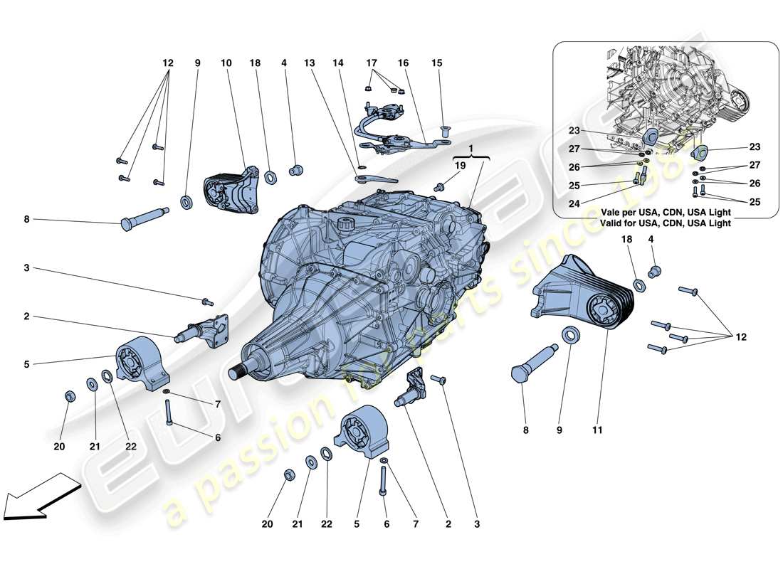 ferrari gtc4 lusso t (rhd) gearbox housing parts diagram