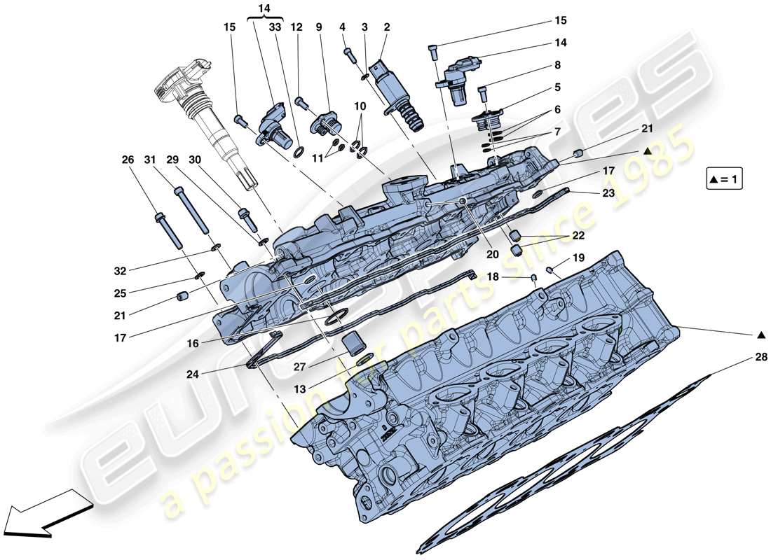 ferrari gtc4 lusso t (rhd) right hand cylinder head parts diagram