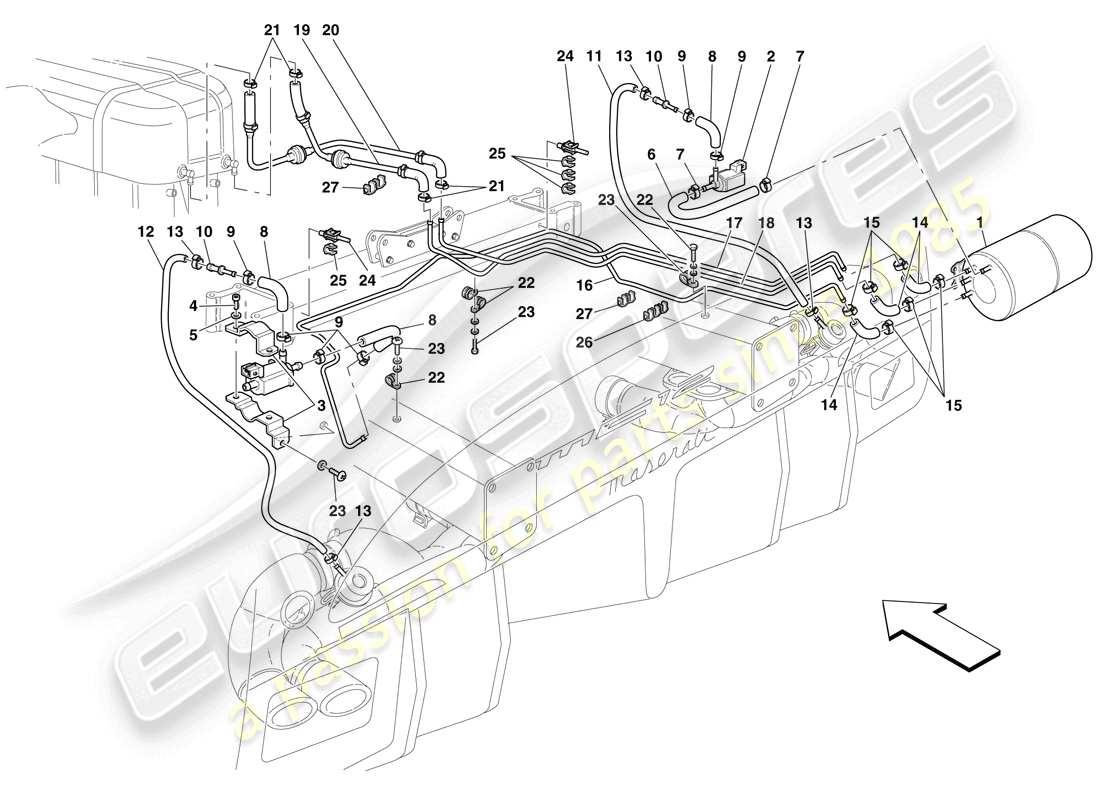 maserati mc12 pneumatics actuator system parts diagram