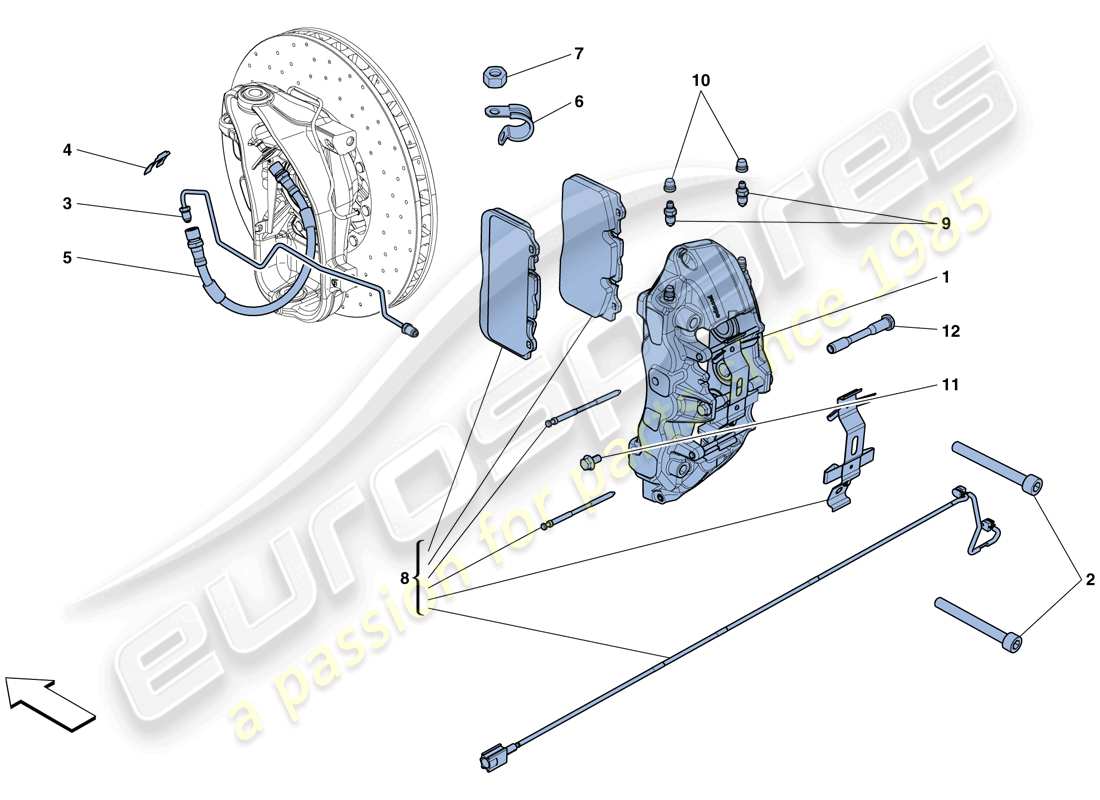ferrari gtc4 lusso (rhd) front brake callipers parts diagram