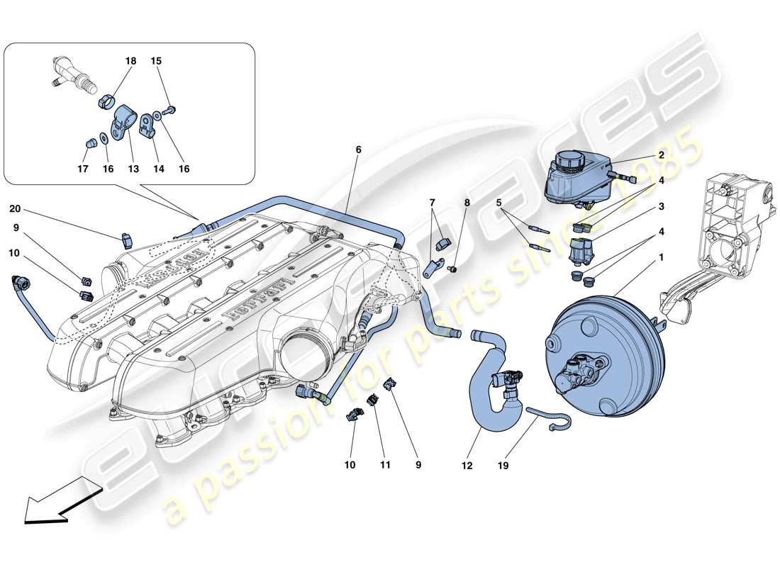 ferrari gtc4 lusso (rhd) servo brake system parts diagram