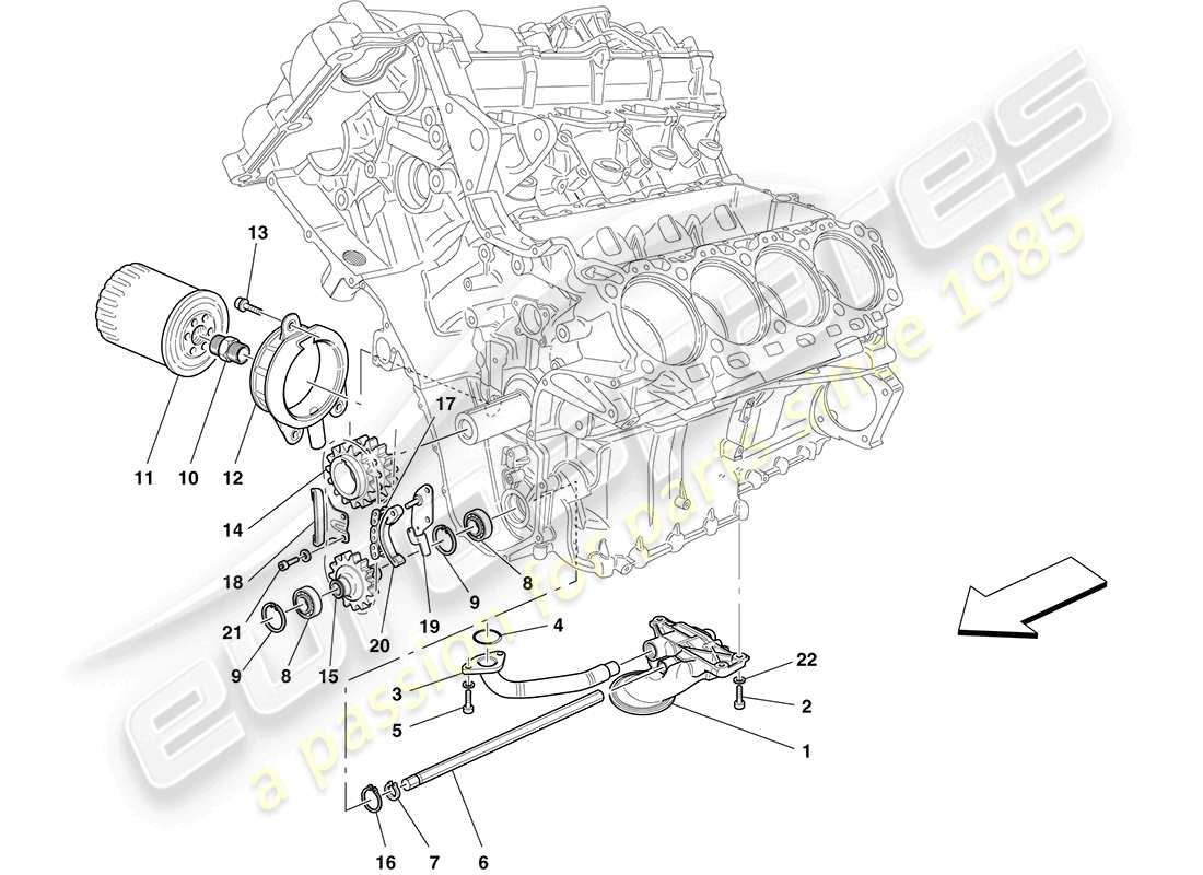 ferrari california (usa) lubrication: pump and filter parts diagram