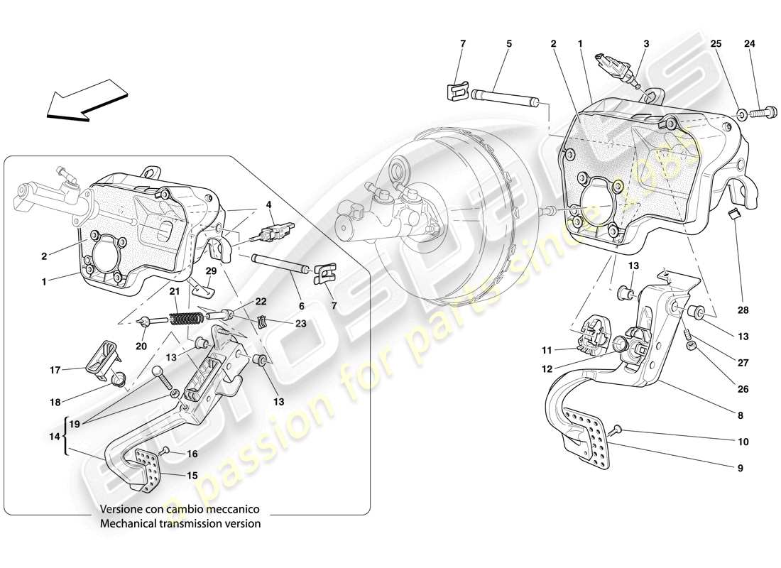 ferrari 612 sessanta (europe) pedal board part diagram