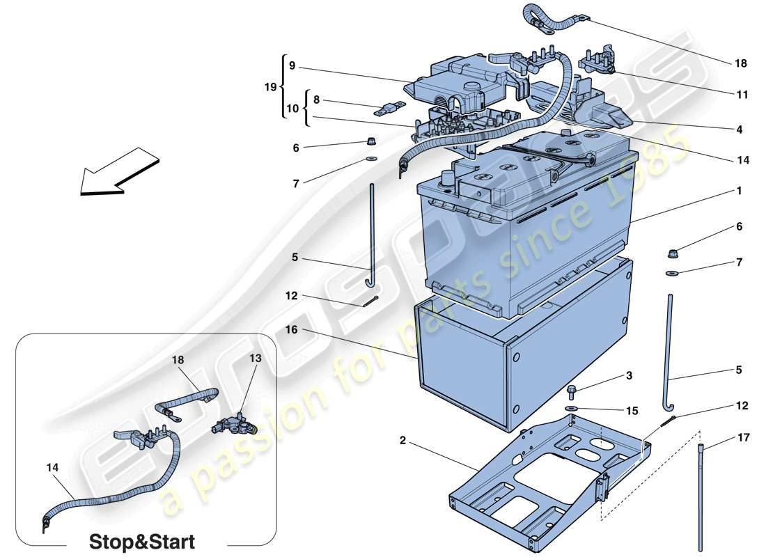 ferrari f12 berlinetta (rhd) battery parts diagram