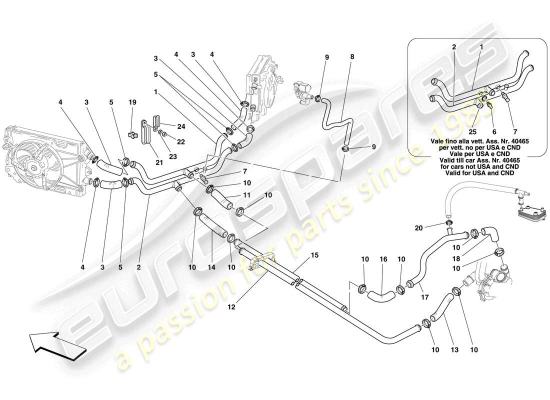 ferrari f430 spider (usa) cooling system parts diagram