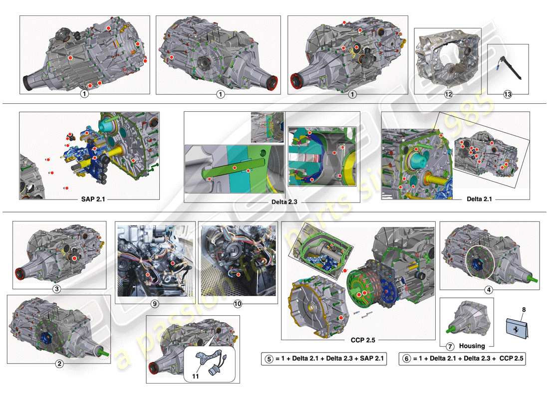 ferrari california t (europe) gearbox repair kit parts diagram