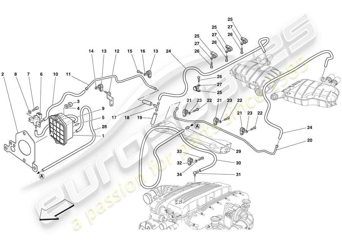 ferrari 612 sessanta (europe) bypass valve control system parts diagram